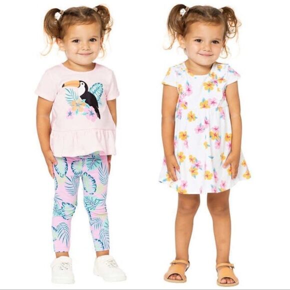 Pekkle Infant 8- piece clothing purple rainbow and pink toucan set 12 month - Picture 3 of 14